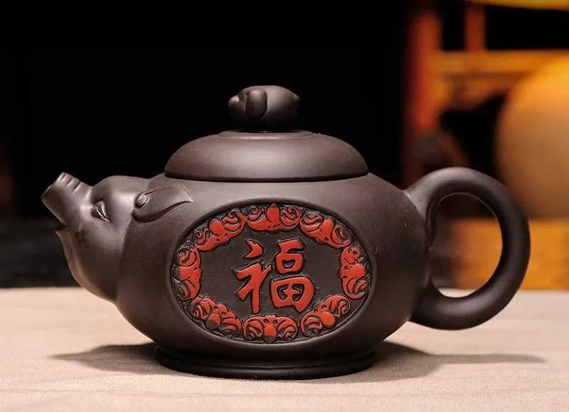 Teaware Sets 300ml Yixing Cute Pig Teapot Handmade Purple Clay Tea Pot Water Kettle Chinese Tea Set and Coffee Coffeeware Teaware Teapots Bar