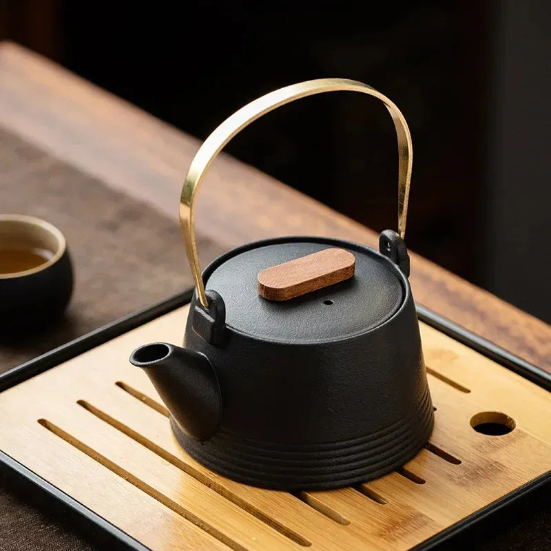 Quality Chinese Tea Set Hand-held Black Ceramic Teapot Teacup Set Kung Fu Tea Set Tea Box Purple Sand Charm Tea Pet Tea Ceremony 240625