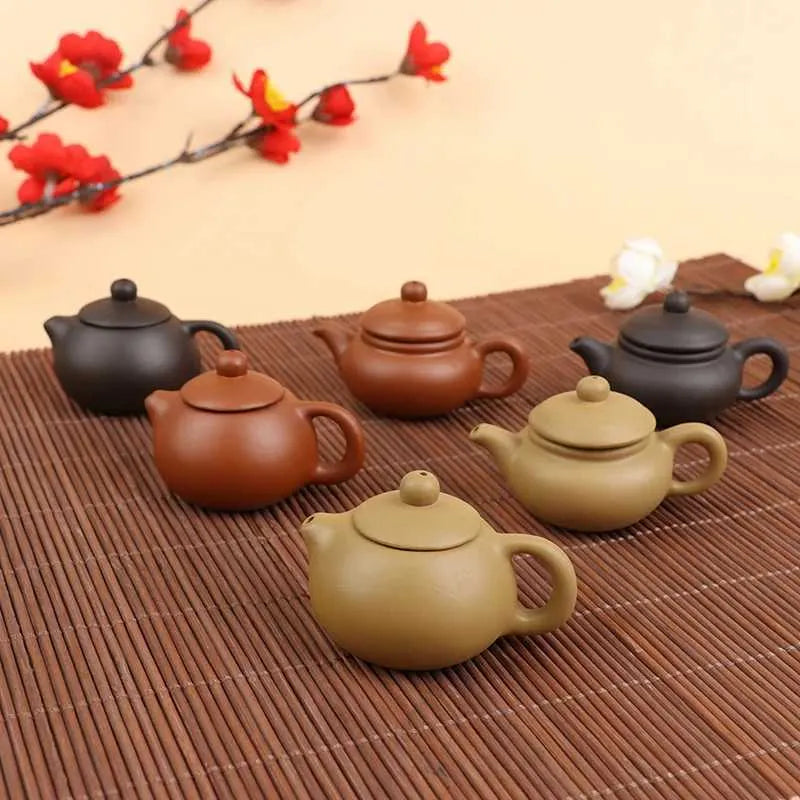 1Pc Purple Clay Finger Teapot Tea Pet Pocket Tea Set Ornaments Tea DecorationXJ240814