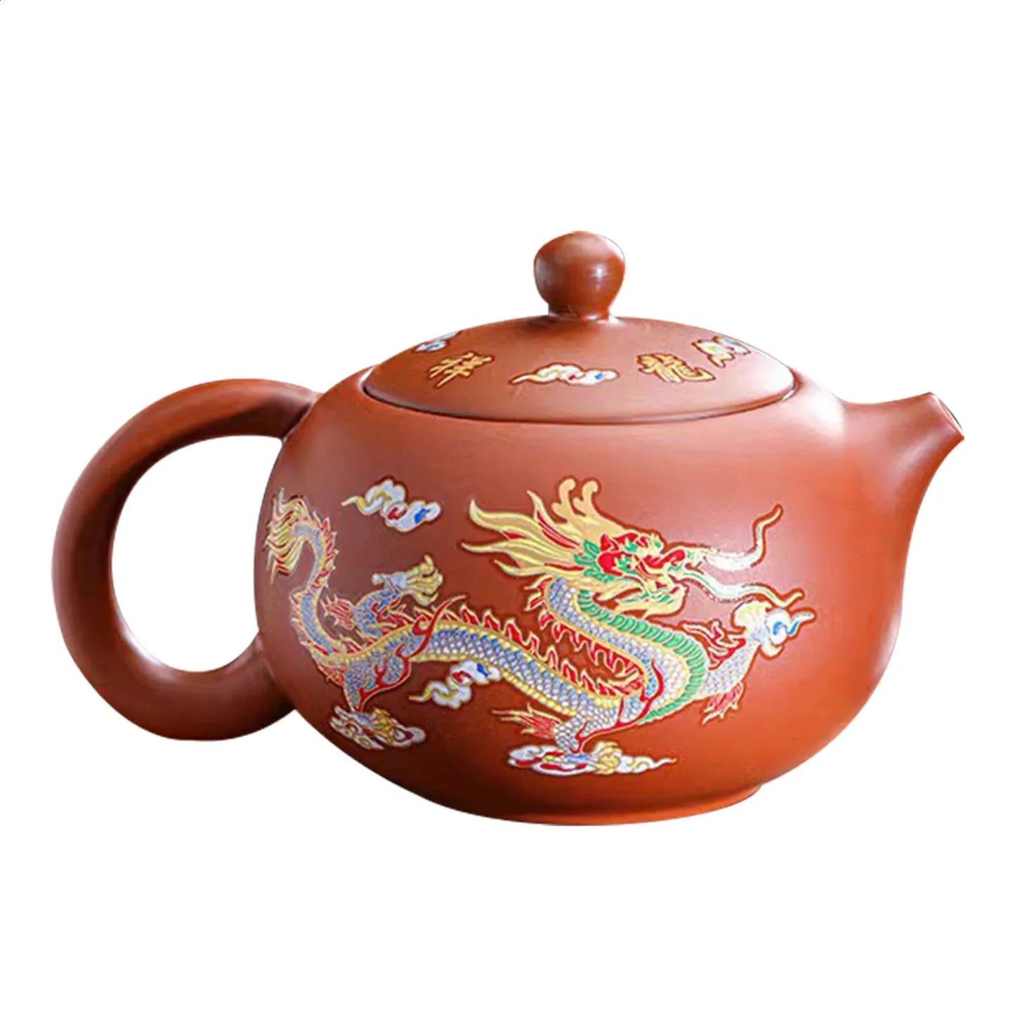 Vintage Dragons Phoenixs Purple Clay Teapot Household KungFu Tea Pot For Brewings Tea 240726