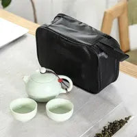 Portable Chinese Kung Fu Tea Set with Purple Ceramic Teapot, Gaiwan and Teacups for Tea Ceremony LL