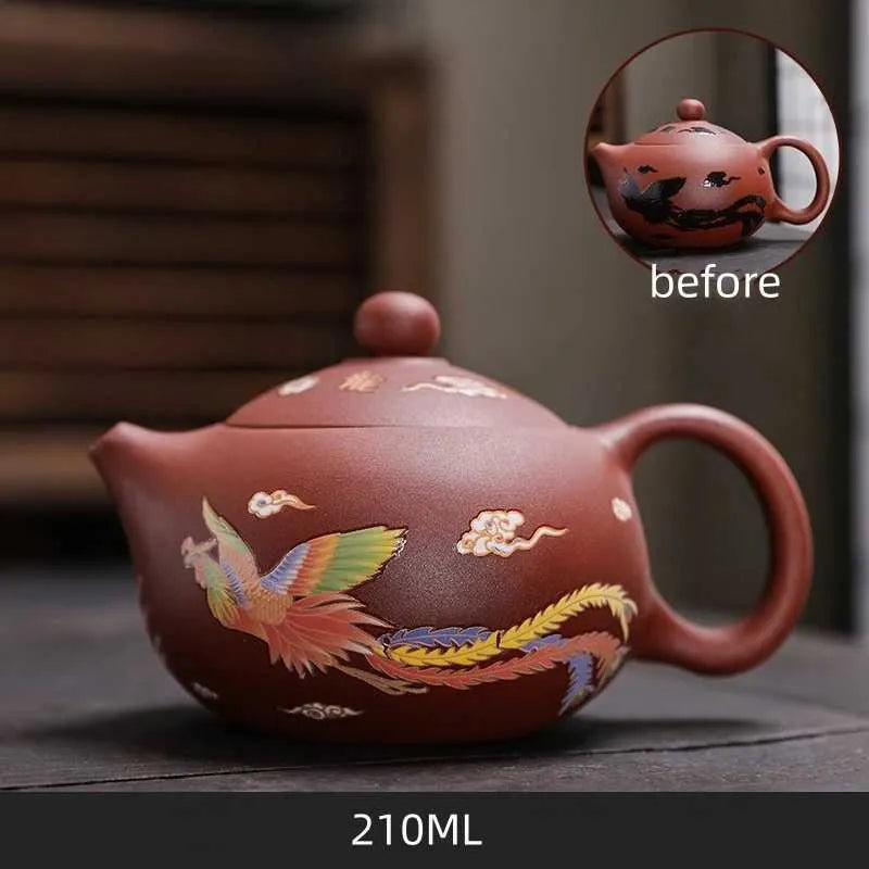 Teapots Yixing Purple Clay Pot Household Chinese Loong Phoenix Tea Color Change Teapot and Tea Set y240703