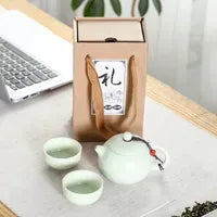Portable Chinese Kung Fu Tea Set with Purple Ceramic Teapot, Gaiwan and Teacups for Tea Ceremony LL
