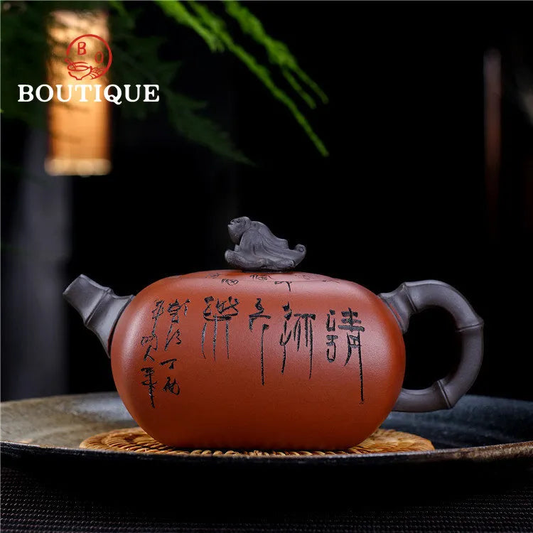 330ML Boutique Yixing Purple Clay Tea Pot Handmade Square Bat Teapot Raw Ore Qingshui Mud Tea Pots Tea Maker Kettle Tea Ceremony