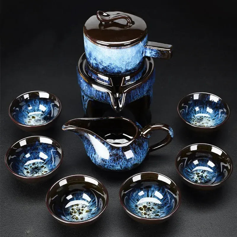 8 Pcs Set Semi Automatic Tea Sets Chinese Ceramic Purple Clay Tea Set Tea Cup The Kung Fu Teapot Set