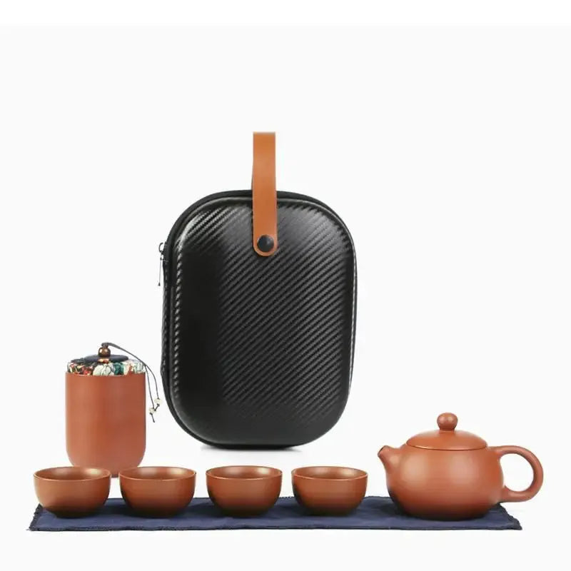 Purple Clay Travel Tea Set Home Kung Fu Tea Set Teacup Teapot Ceramics Tea Making Utensils Outdoor Portable Tea Making Utensils 240625