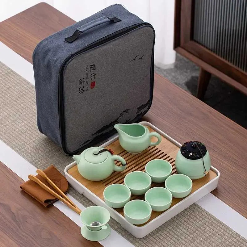 Teaware Sets Tea Set Purple Clay Portable Teapot Set Outdoor Travel Gaiwan Tea Cups of Tea Ceremony Teacup Fine Gift Organizer