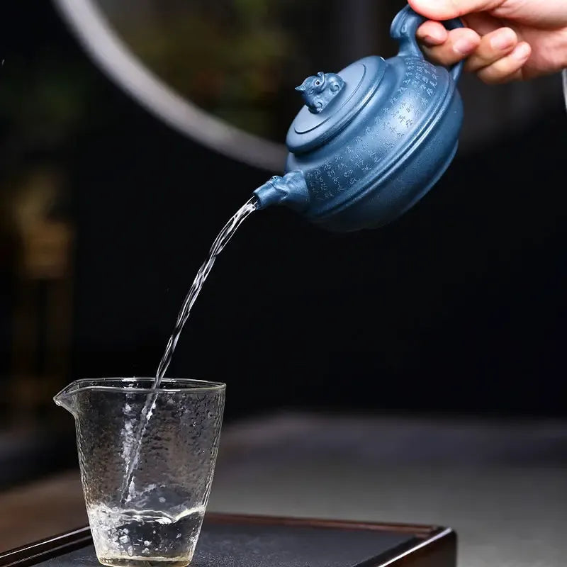 340ml Handmade Hand Painted Yixing Teapot Purple Clay Blue Tea Pot Kung Fu Zisha Teapot Tea Set