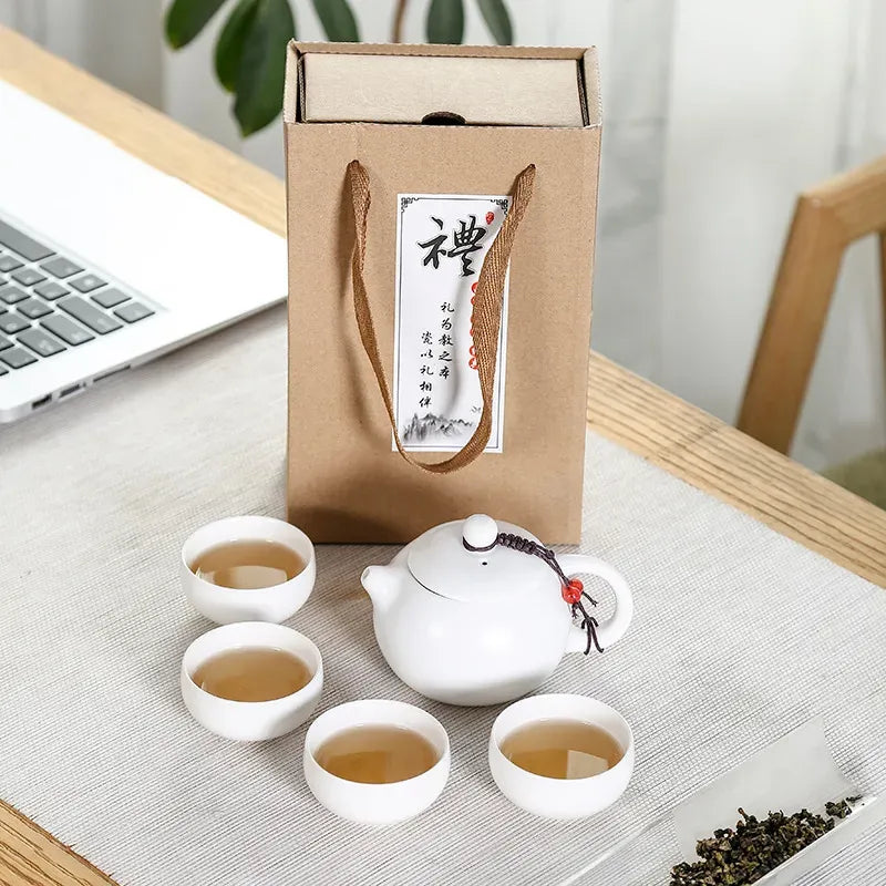 Portable Chinese Kung Fu Tea Set with Purple Ceramic Teapot, Gaiwan and Teacups for Tea Ceremony LL