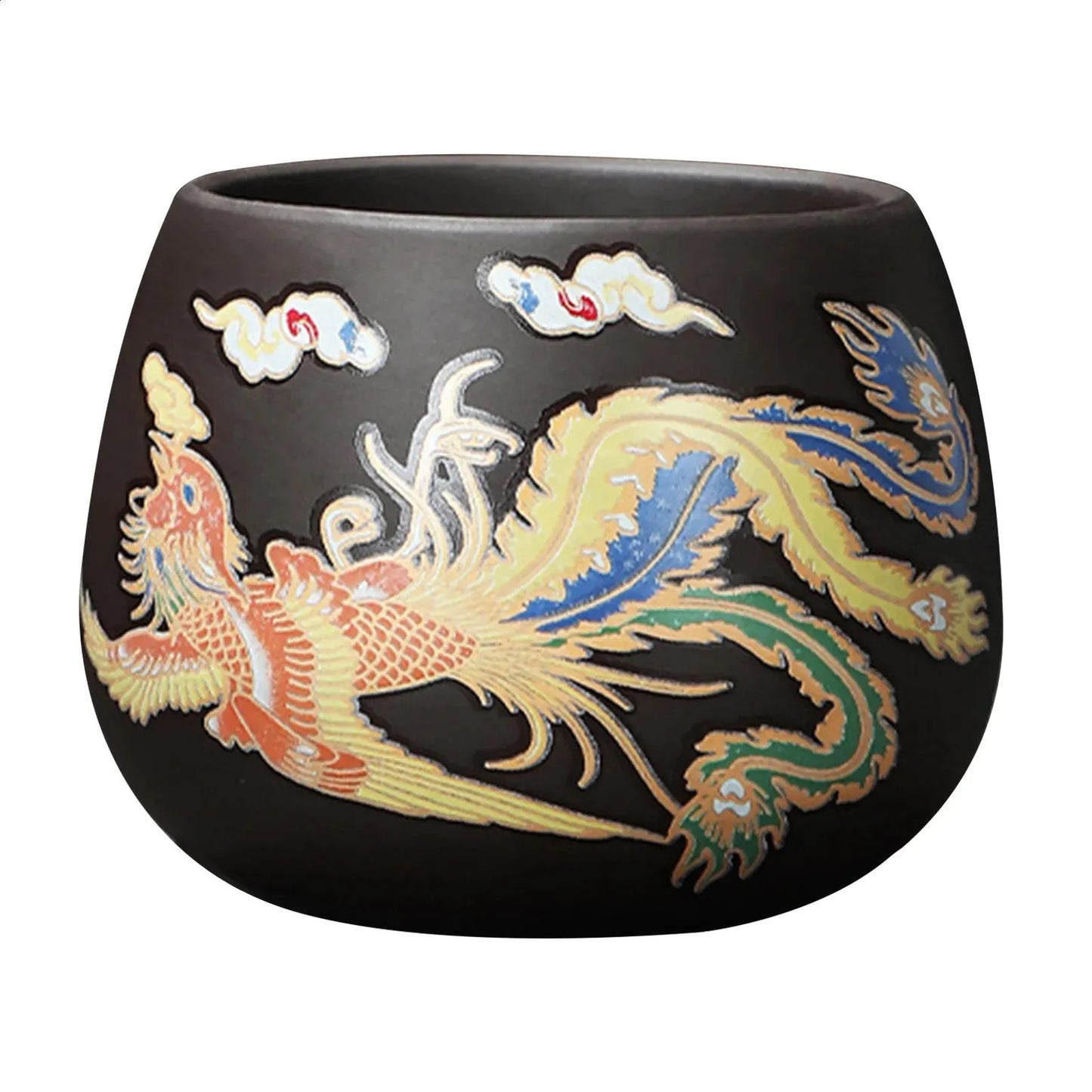 Vintage Dragons Phoenixs Purple Clay Teapot Household KungFu Tea Pot For Brewings Tea 240726
