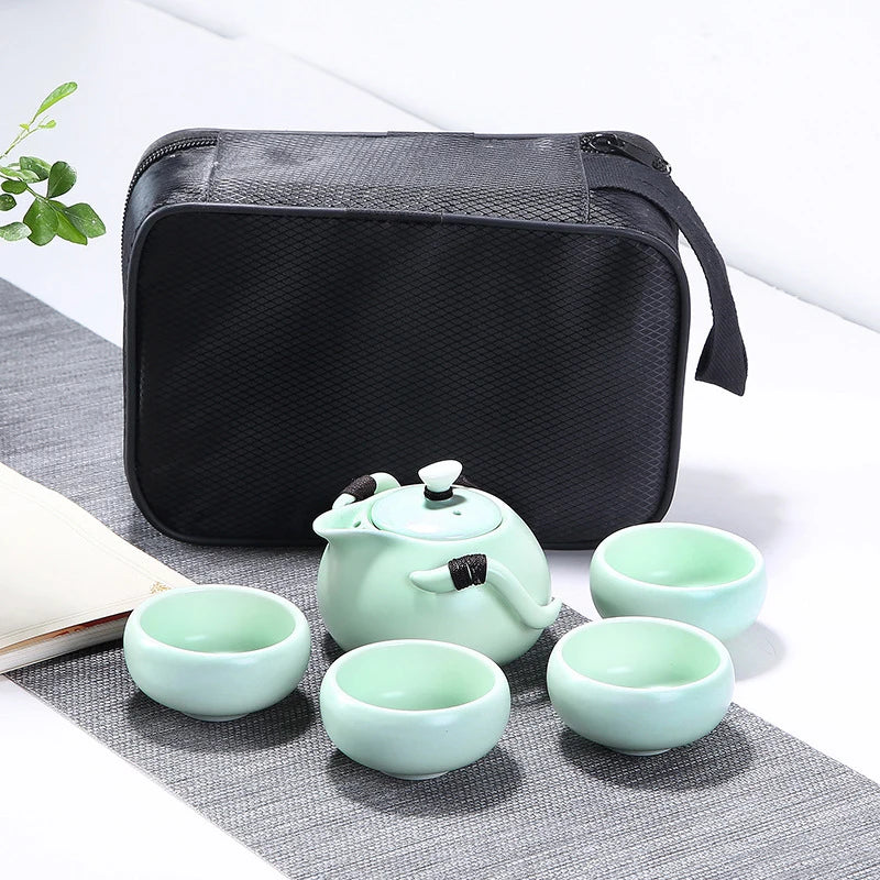 ceramic teapot kettle gaiwan tea cup for puer chinese tea pot portable tea set with travel bag Free shipping