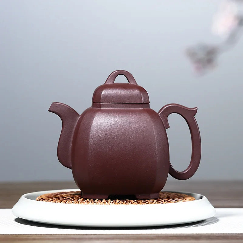 clay teapot is pure handmade, famous Kungfu teapot tea set square teapot raw material purple clay Fulin square teapot