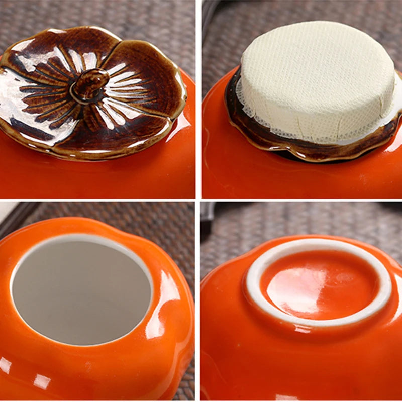 creative porcelain tea set Chinese kungfu tea sets persimmon shape lucky tea pot caddies tea cups home decoration tea brewer new