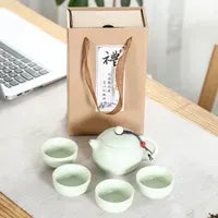 Portable Chinese Kung Fu Tea Set with Purple Ceramic Teapot, Gaiwan and Teacups for Tea Ceremony LL