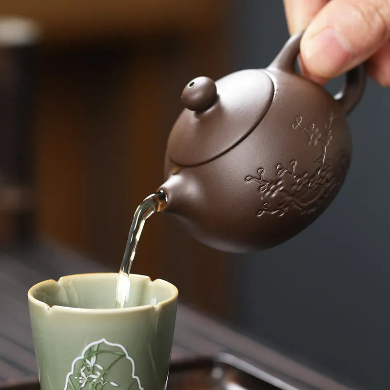 1 PCS Purple Clay Finger Teapot Tea Pet Small Pocket Tea Set Ornaments Tea Accessories Boutique Zishi Pot Tea Table Decoration