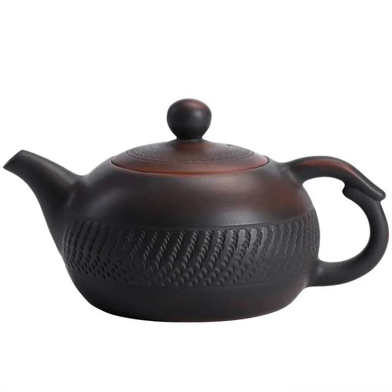 Teapots Vintage carved purple pottery teapot Chinese Kung Fu teapot single teapot Chinese teapot y240701