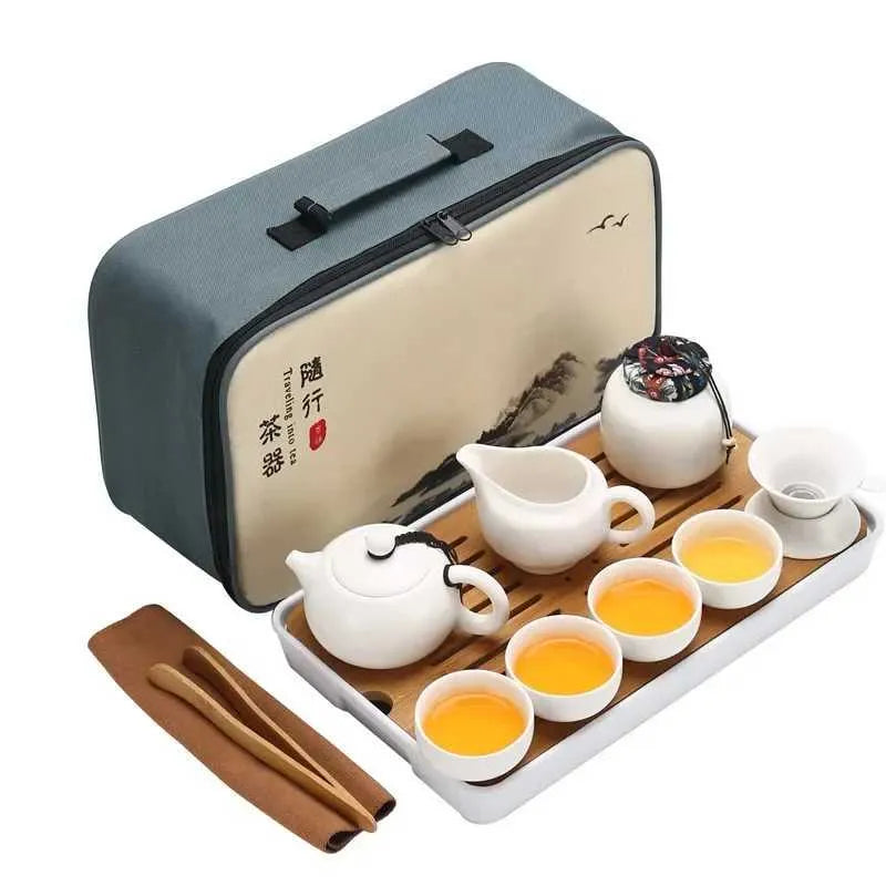 Teaware Sets Tea Set Purple Clay Portable Teapot Set Outdoor Travel Gaiwan Tea Cups of Tea Ceremony Teacup Fine Gift Organizer