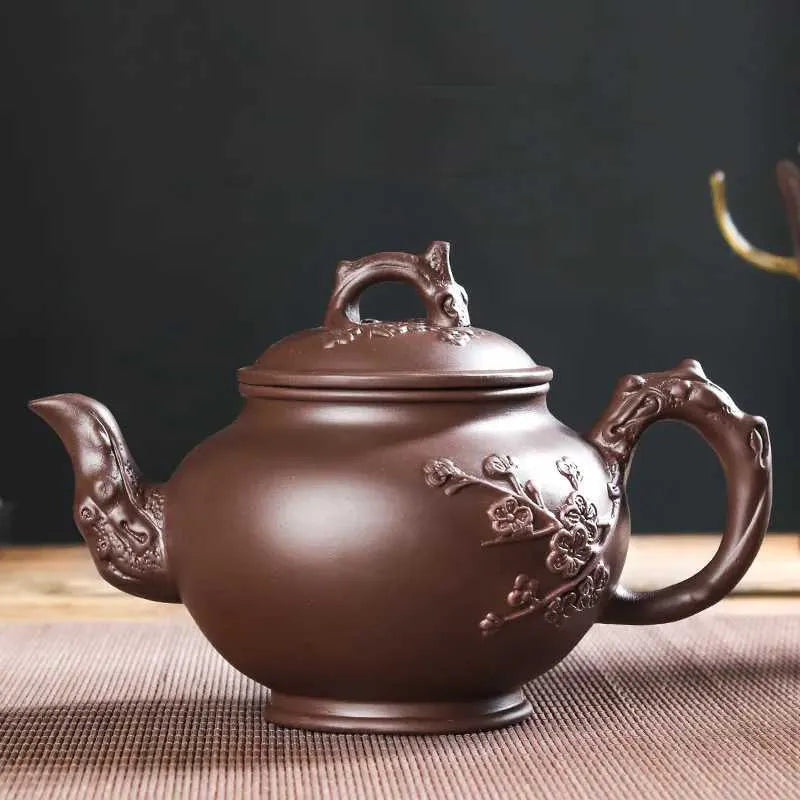 Teapots Large capacity purple clay teapot household Kung Fu cup Yixing Juni plum blossom teapot large teapot ceramic teapot y240701