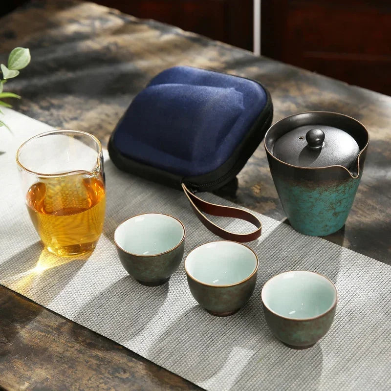 japan eseceramic tea set   teapot gaiwan with 3 cups a tea sets portable travel tea set drinkw Free shipping