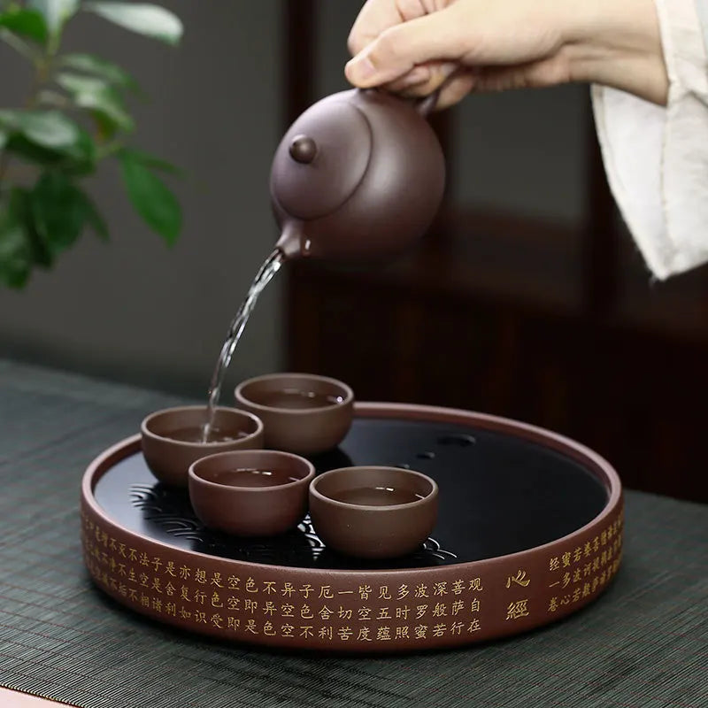 ore purple heart sutra mud dry Taiwan tea sets tea tray yixing purple sand tea accessories rain medium sand teapot base