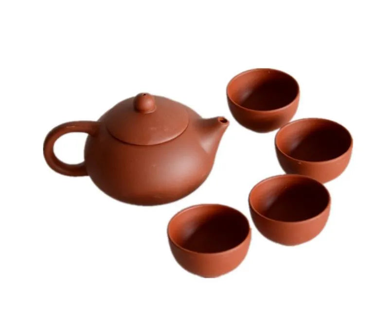 Natural Purple Clay Tea Set with 1 Teapot 4 Teacups Handmade Purple Sand Chinese Kong Fu Teaware Tea Gifts SN4921