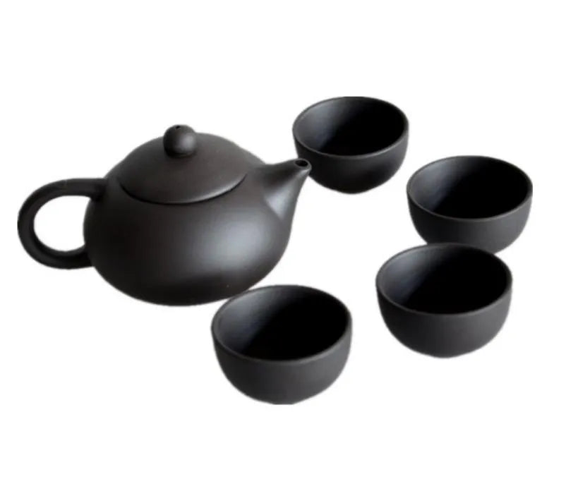 Natural Purple Clay Tea Set with 1 Teapot 4 Teacups Handmade Purple Sand Chinese Kong Fu Teaware Tea Gifts SN4921