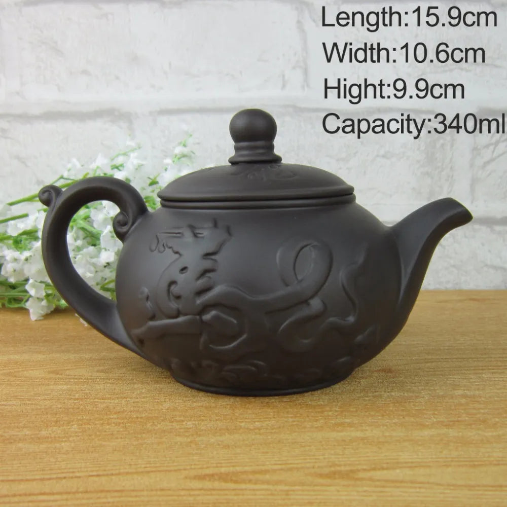 340ml teapot tea set kettle kung fu teapot Chinese Dragon and Horse Purple Clay Pot Black and Red Tea Service2482