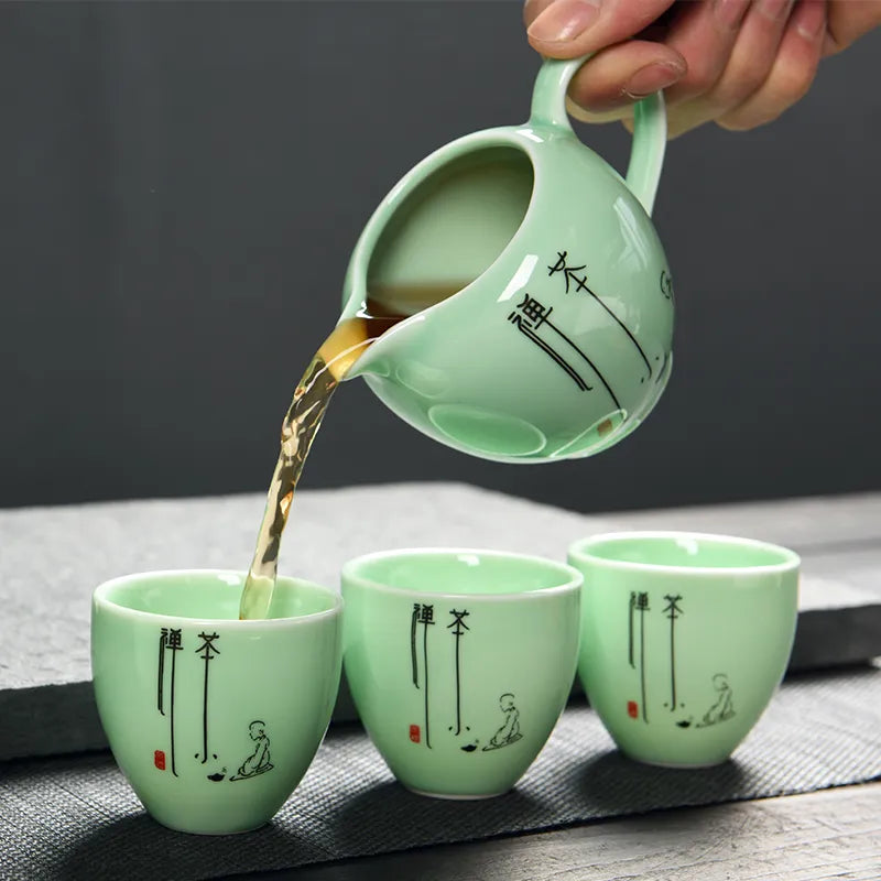 China Kung Fu Tea Set 6 Cups Fair Cup Rotate Water Teapot Ceramic Tea Pot Cup Chinese style teaset gift Coffee Tea Sets310h