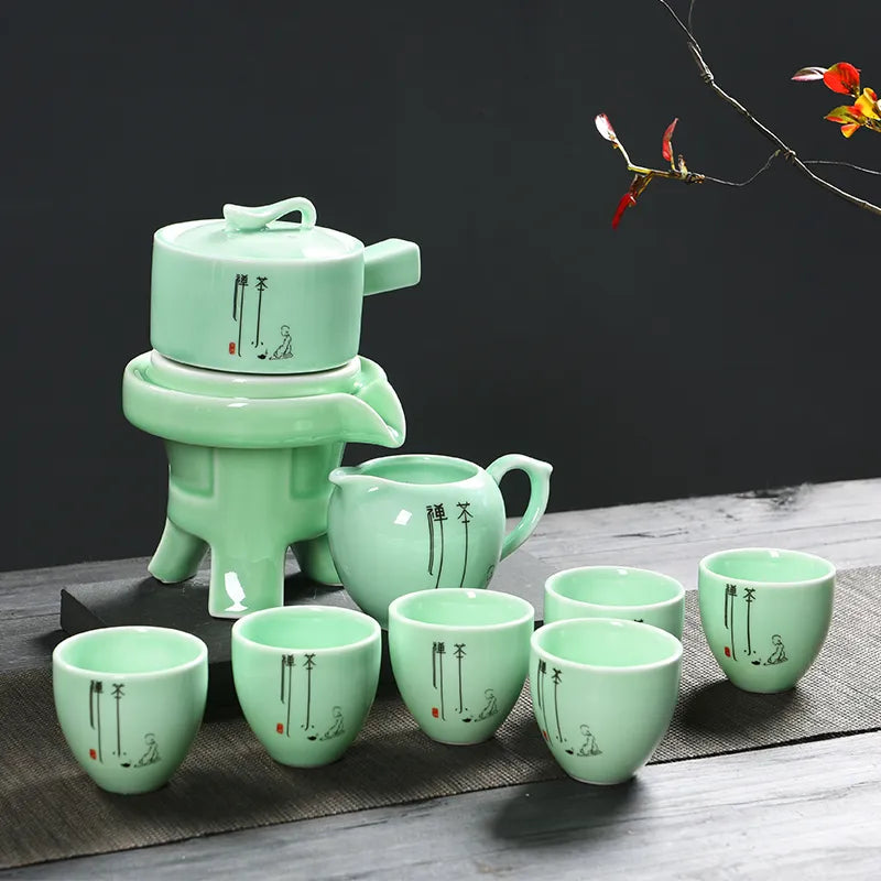 China Kung Fu Tea Set 6 Cups Fair Cup Rotate Water Teapot Ceramic Tea Pot Cup Chinese style teaset gift Coffee Tea Sets327W