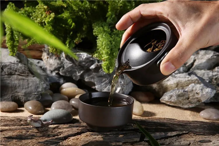 China Zisha teapot 1 teapot 1 cup Kung Fu tea set suits office travel portable tea sets Kung Fu teapot tea cups accessories 2841