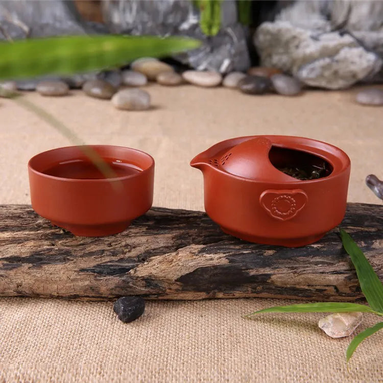 China Zisha teapot 1 teapot 1 cup Kung Fu tea set suits office travel portable tea sets Kung Fu teapot tea cups accessories203t