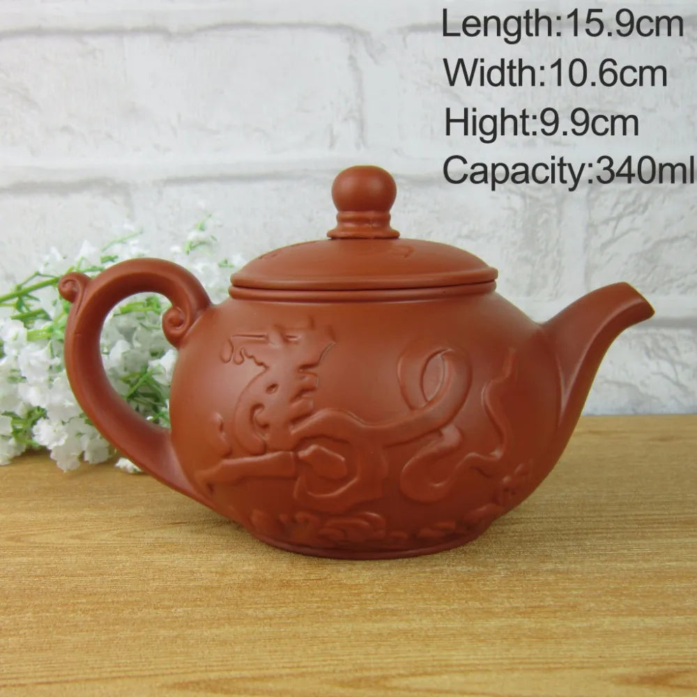 340ml teapot tea set kettle kung fu teapot Chinese Dragon and Horse Purple Clay Pot Black and Red Tea Service2482