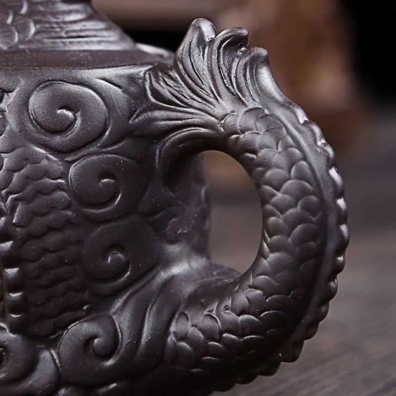 sale Purple clay teapot,Traditional Chinese Tea pot Dragon and Phoenix kettle Premium tea,purple kungfu tea set 210621