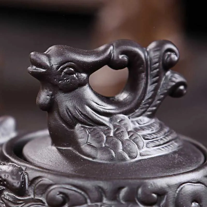 sale Purple clay teapot,Traditional Chinese Tea pot Dragon and Phoenix kettle Premium tea,purple kungfu tea set 210621