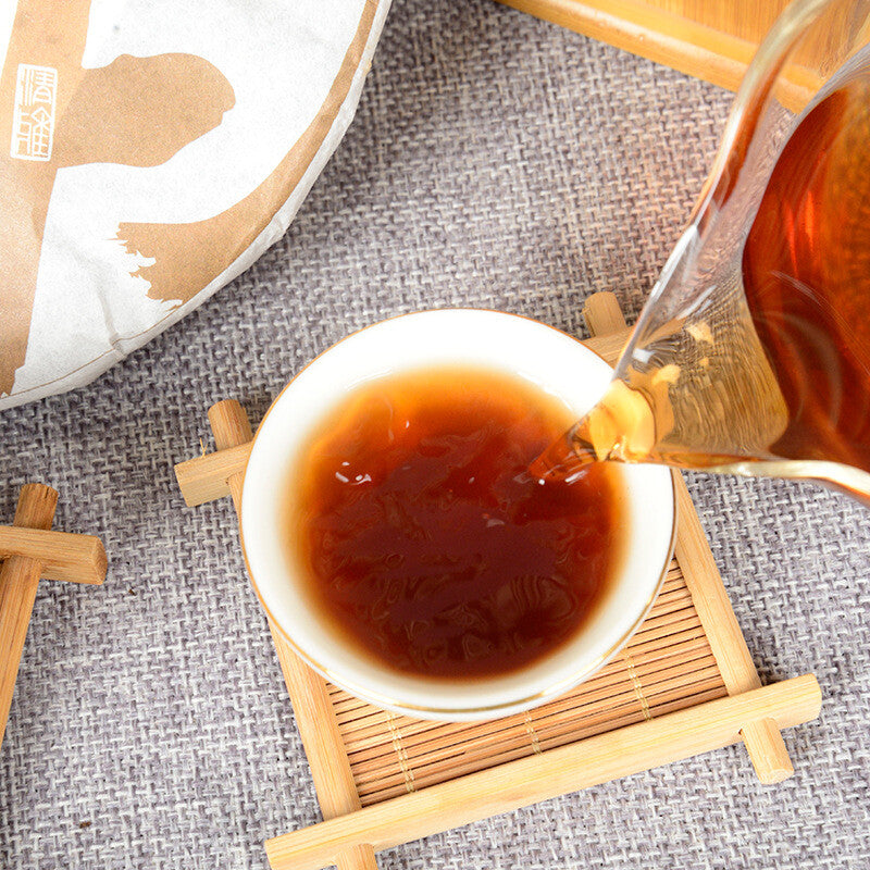 357g Yunnan Pu'er Ripe Tea Cake Pu'er Ripe Tea Golden Bud Tea Cake