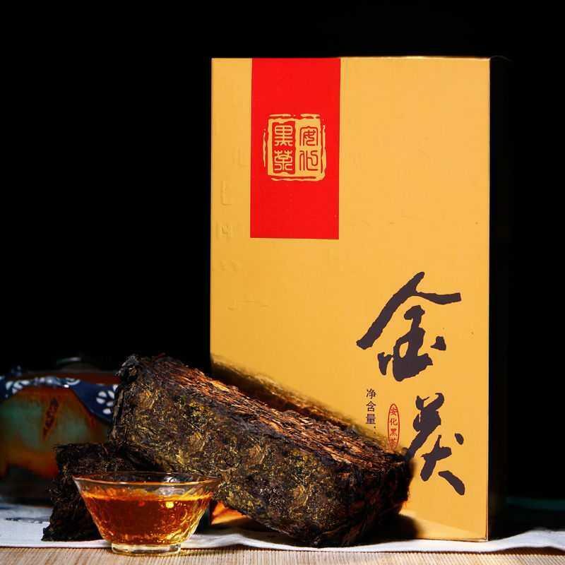 Chinese tea Hunan Anhua Golden Flower Dark Brick Tea*Fu Zhuan*Gold Fu Brick Tea