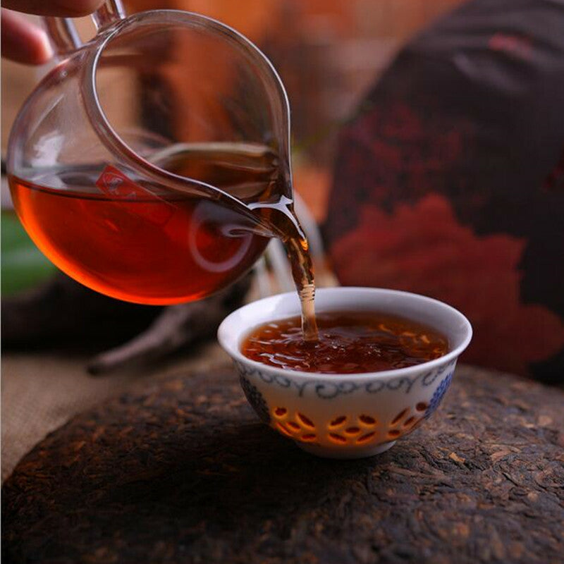 357g Ripe Pu-erh Tea Cake Jin Bingdao Old Pu erh Tree Cooked Puer Tea Black Tea