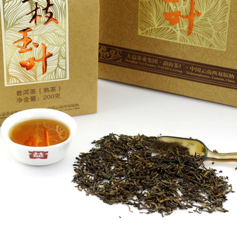 Jin Zhi Yu Ye * 2011 TAETEA Menghai Dayi Tea Loose Aged Puer Pu'er Ripe Tea 200g
