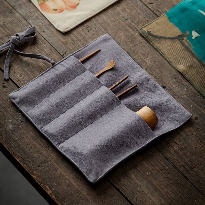 Natural Bamboo Tea Spoon with Bag|Tea Ceremony Set|Bamboo Tea Accessories