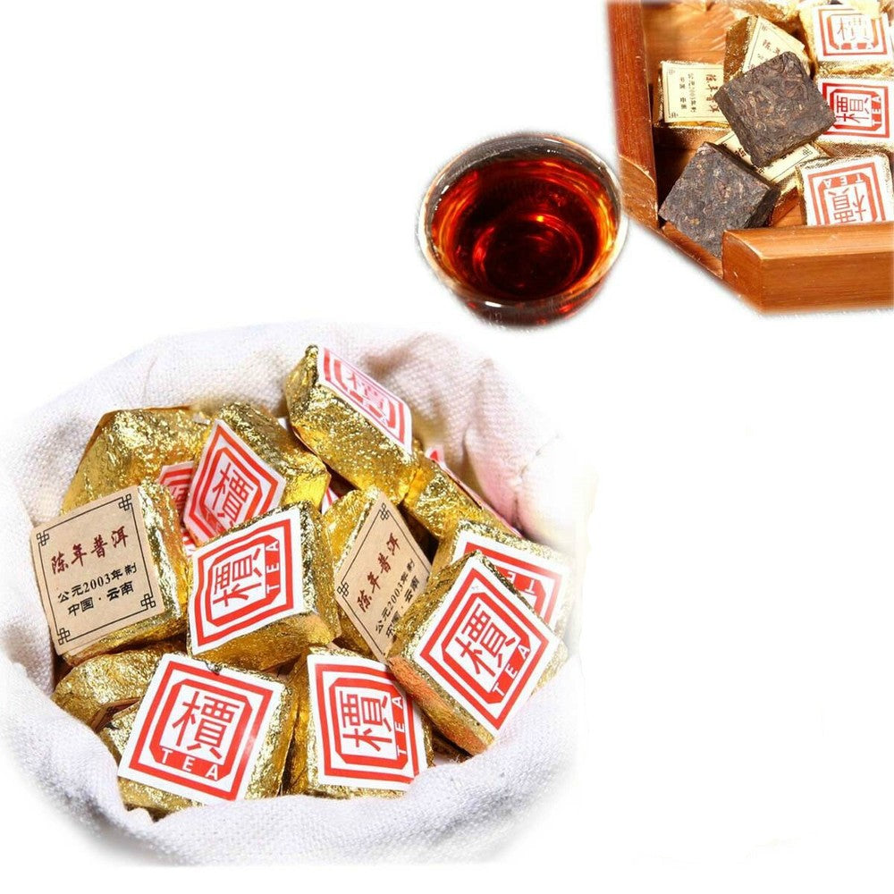 Yunnan Bulk Ripe Puerh Tea Bohai Square Mini Puer Tea Brick TeaHealthy 1Pc/Cup