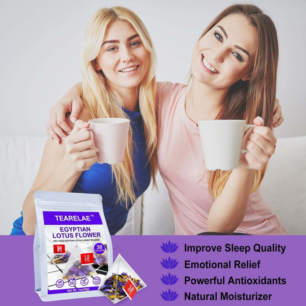 TEARELAE - 30 x 1g pcs Egyptian Lotus Flower Pyramid Tea Bags - Lotus Herbal Tea