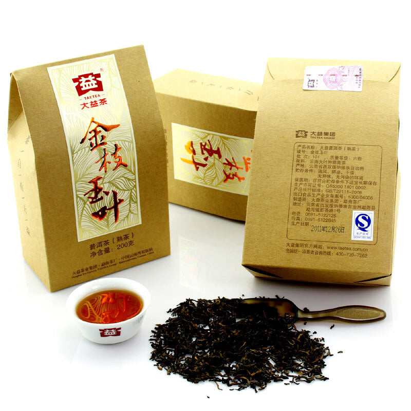 Jin Zhi Yu Ye * 2011 TAETEA Menghai Dayi Tea Loose Aged Puer Pu'er Ripe Tea 200g