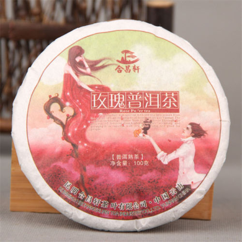 Rose Flavored Tea Healthy Pressed Tea Yunnan Organic Ripper Puer Tea100g-