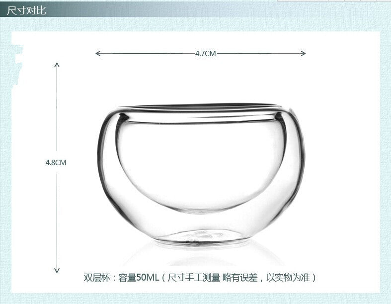 Best Heat 6 Pcs/lot double wall glass tea cup Teapot Coffee Tea Set Puer Kettle