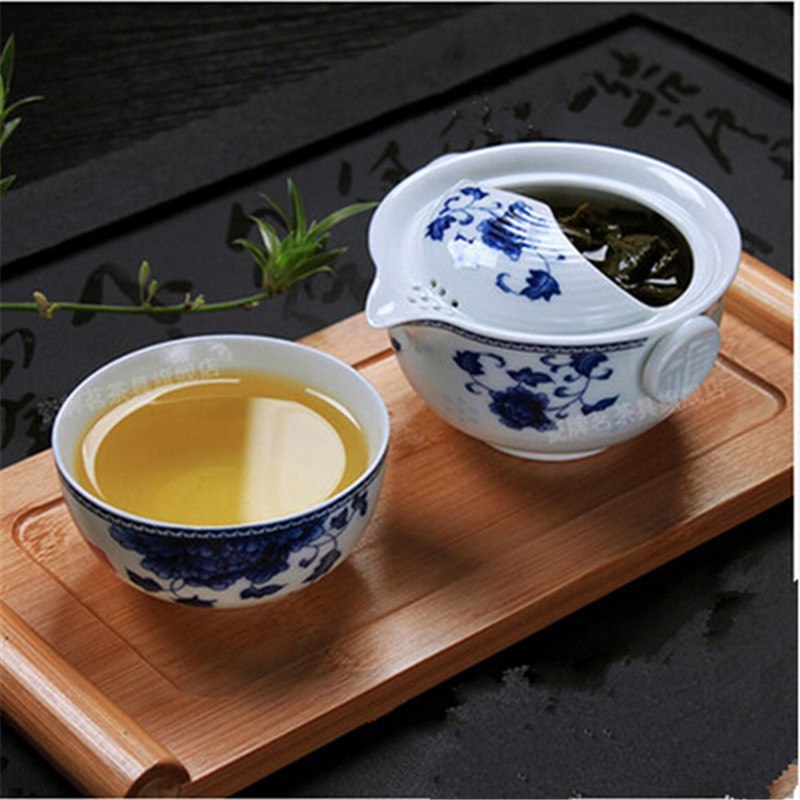 Tea Set Ceramic 1 Tea Pot & 1 Cup Elegant Gaiwan Teapot Porcelain Tea Cup Kettle