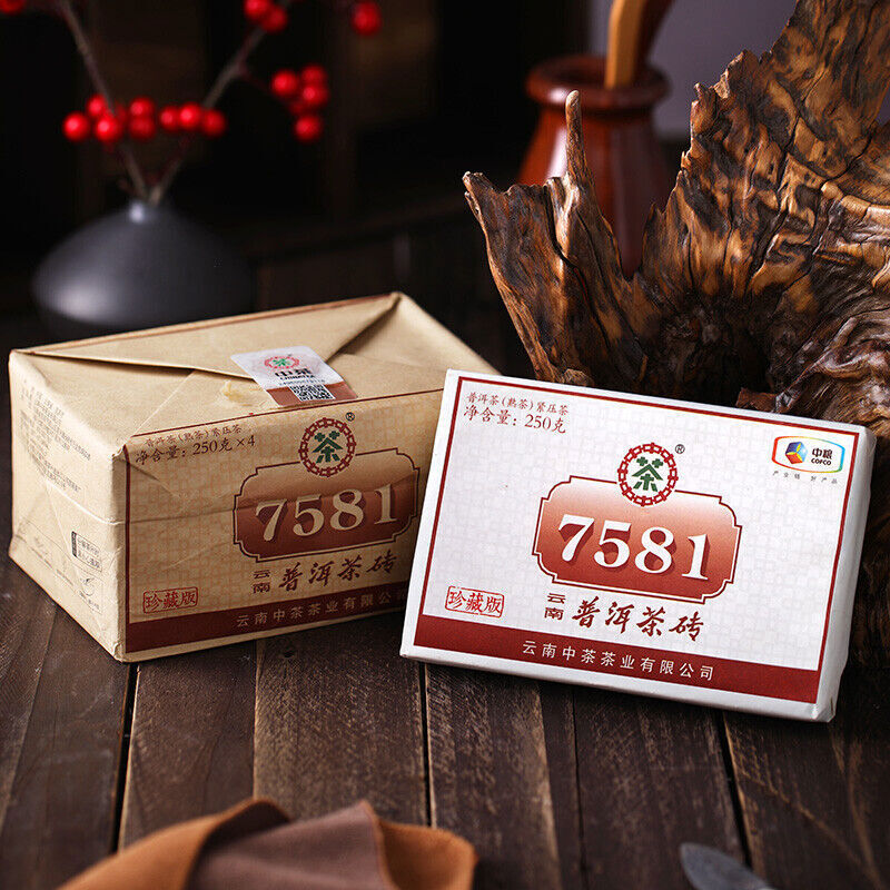 Puer Tea2020 Chinatea Cofco Brand 7581 Pu-erh Tea Brick 250g Ripe Brick Puerh