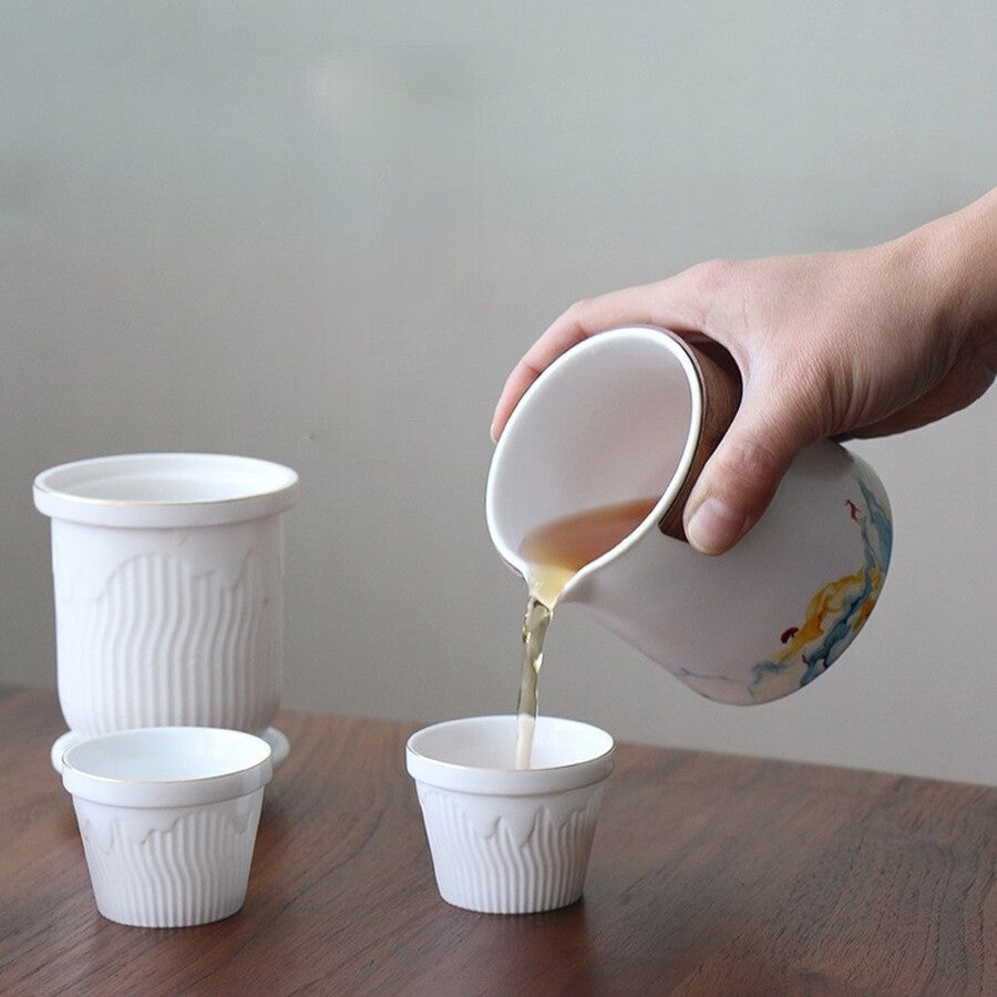 Chinese Travel Portable Ceramic Kung Fu Tea Cup Teapot Set Creative Puer Tea Set