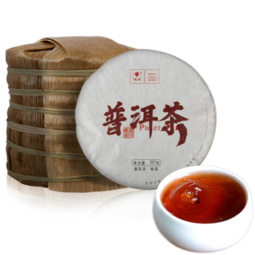 357g Premium Pu-erh Tea Cooked Tea Cake Ripe Tea Healthy Puer Tea Black Tea