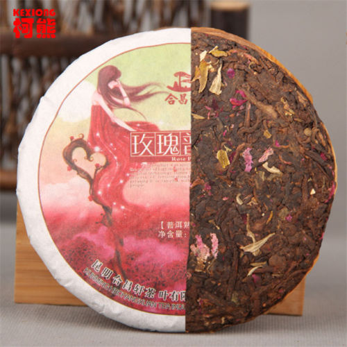 Yunnan Organic Ripe Puer Tea Rose Flavor Healthy Pressed Tea Green Tea 100g