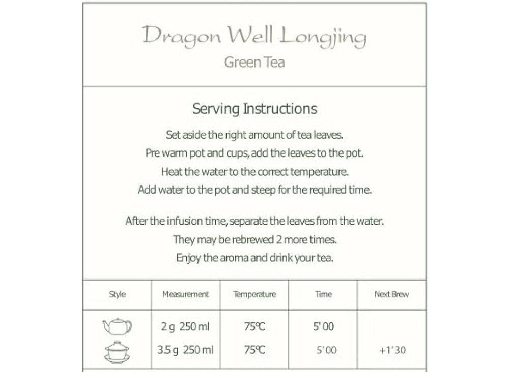 Dragon Well Green Tea - Longjing Loose Leaf Tea from China - Chinese Tea - 100g